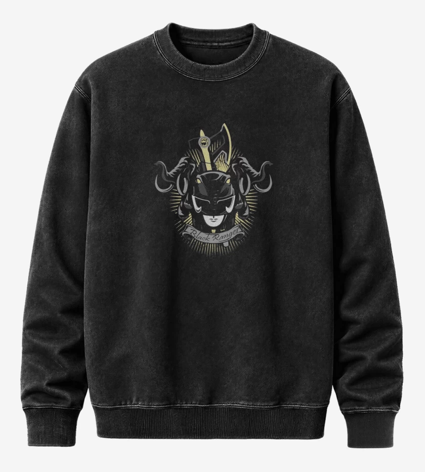 Poleron Polo Acid Wash Negro de Mastodon Black Ranger
