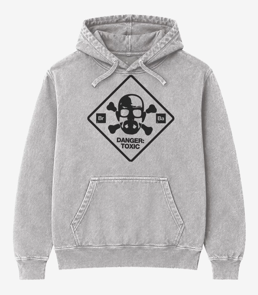 Poleron Canguro Acid Wash Gris Melange de BrBa - Danger Toxic