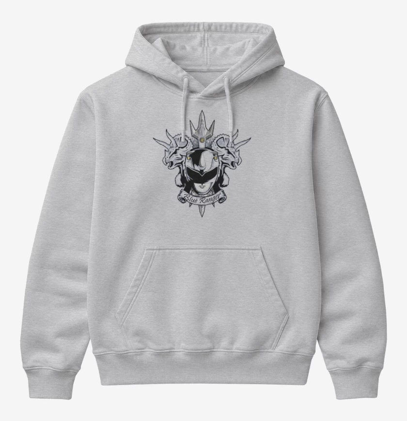 Poleron Canguro básico Gris Melange de Triceratops Blue Ranger