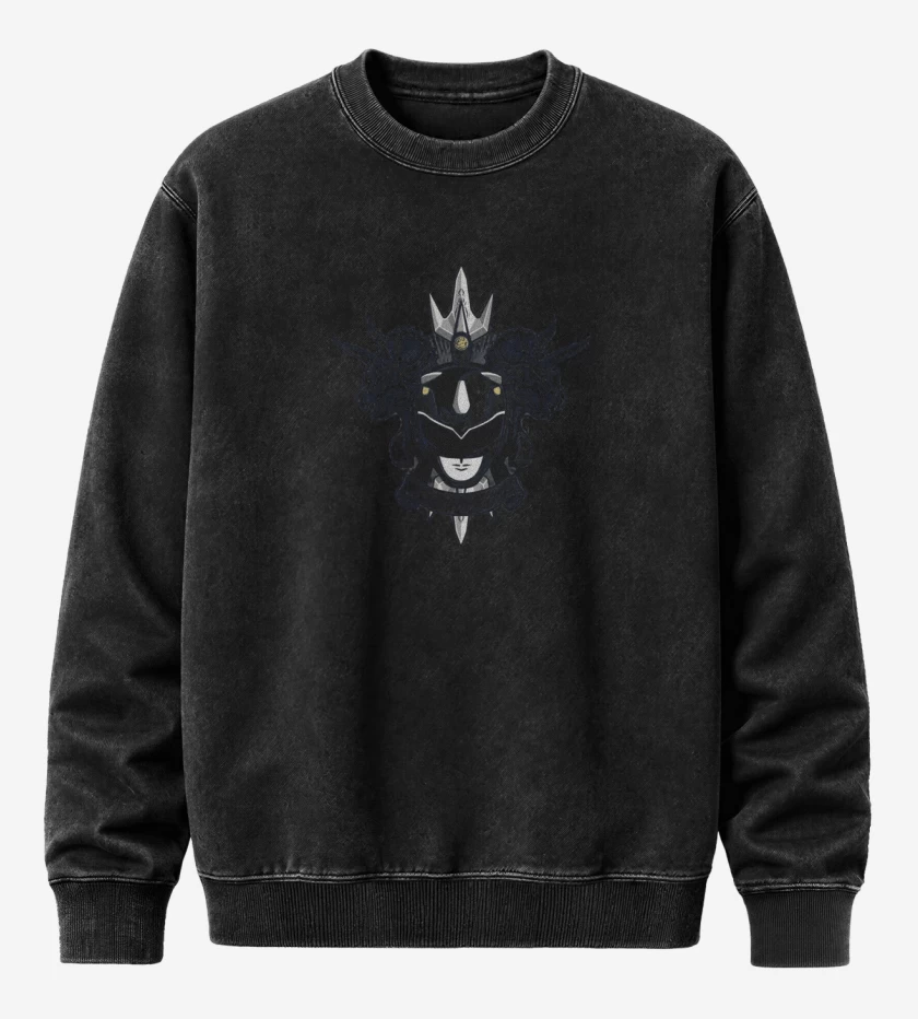 Poleron Polo Acid Wash Negro de Triceratops Blue Ranger