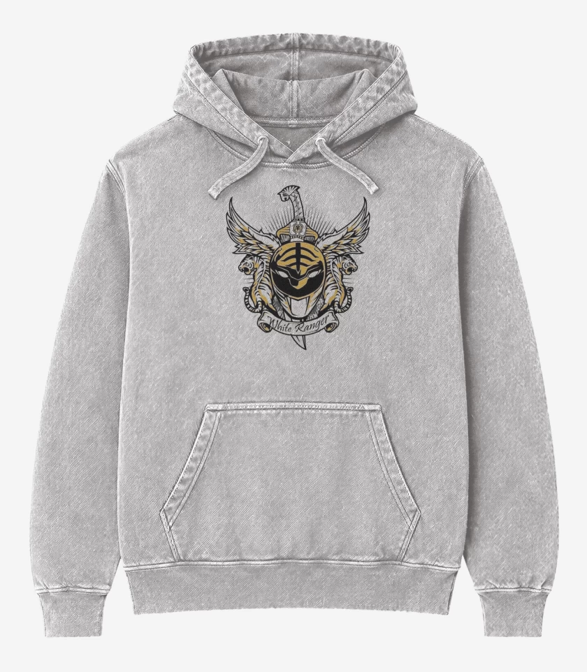 Poleron Canguro Acid Wash Gris Melange de Tiger White Ranger 
