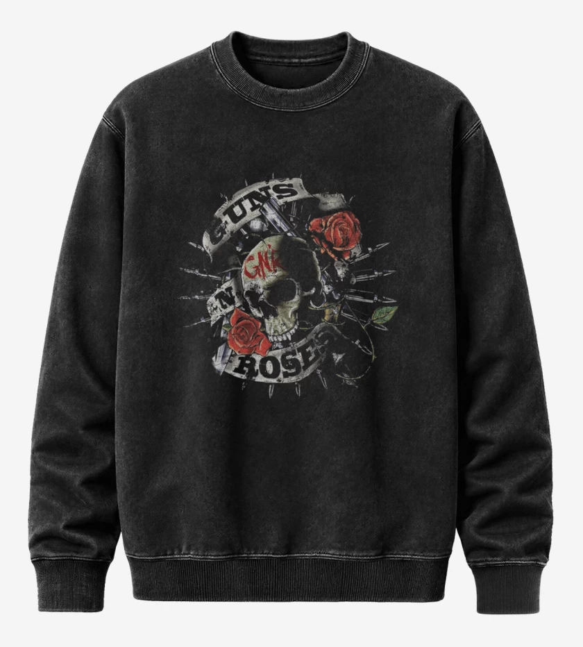 Poleron Polo Acid Wash Negro de guns and roses 3