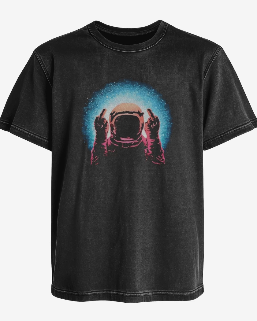 Polera desgastada Negro de Astronauta 15 