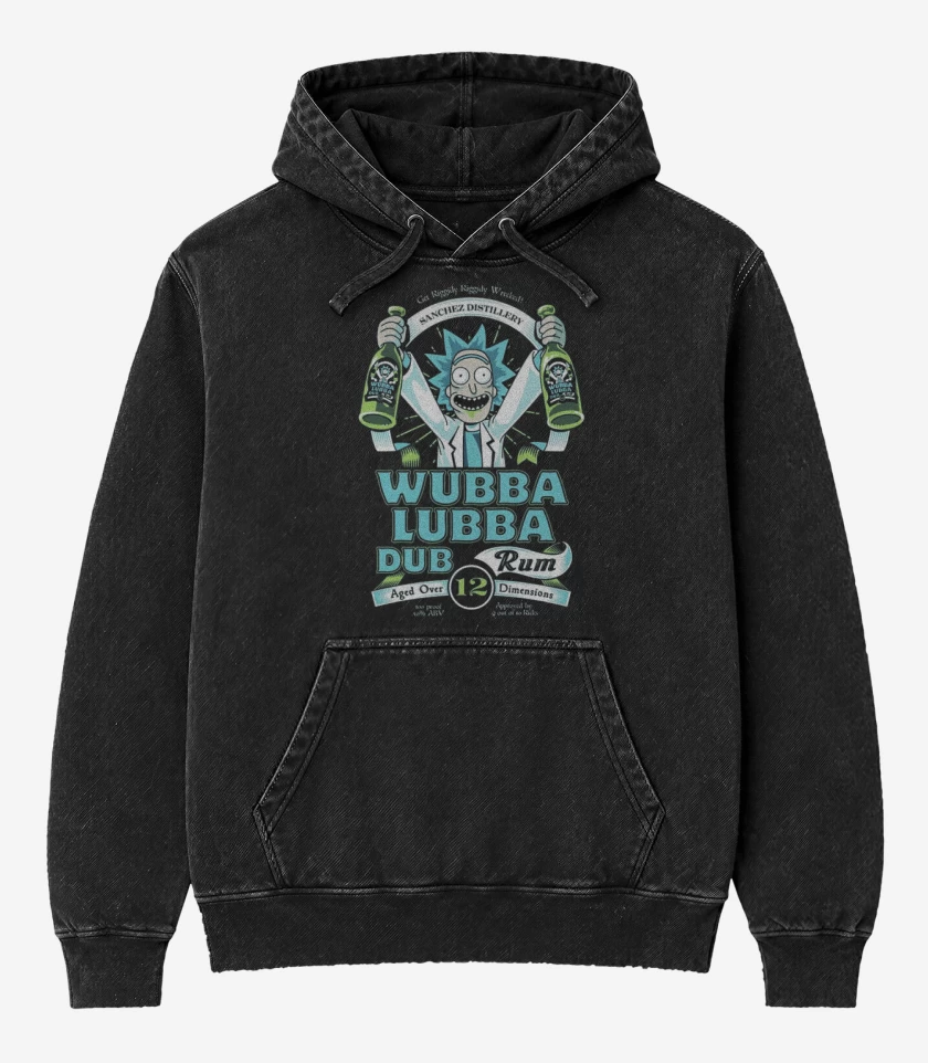 Poleron Canguro Acid Wash Negro de Don rick