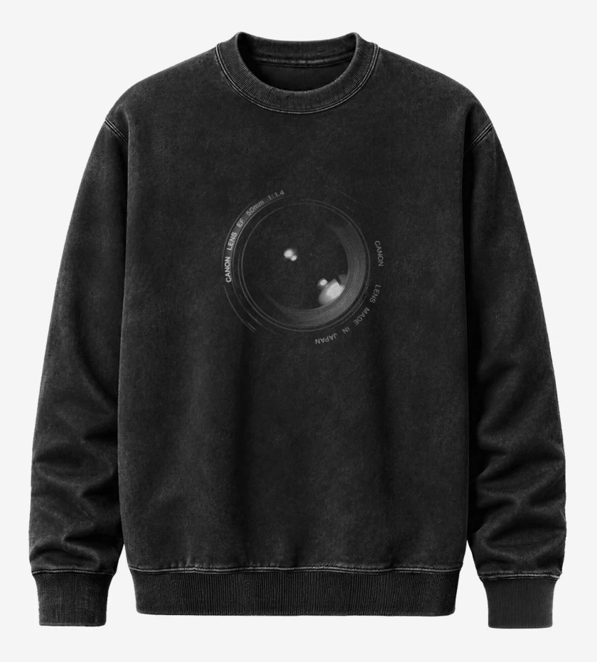 Poleron Polo Acid Wash Negro de Lente 55mm 