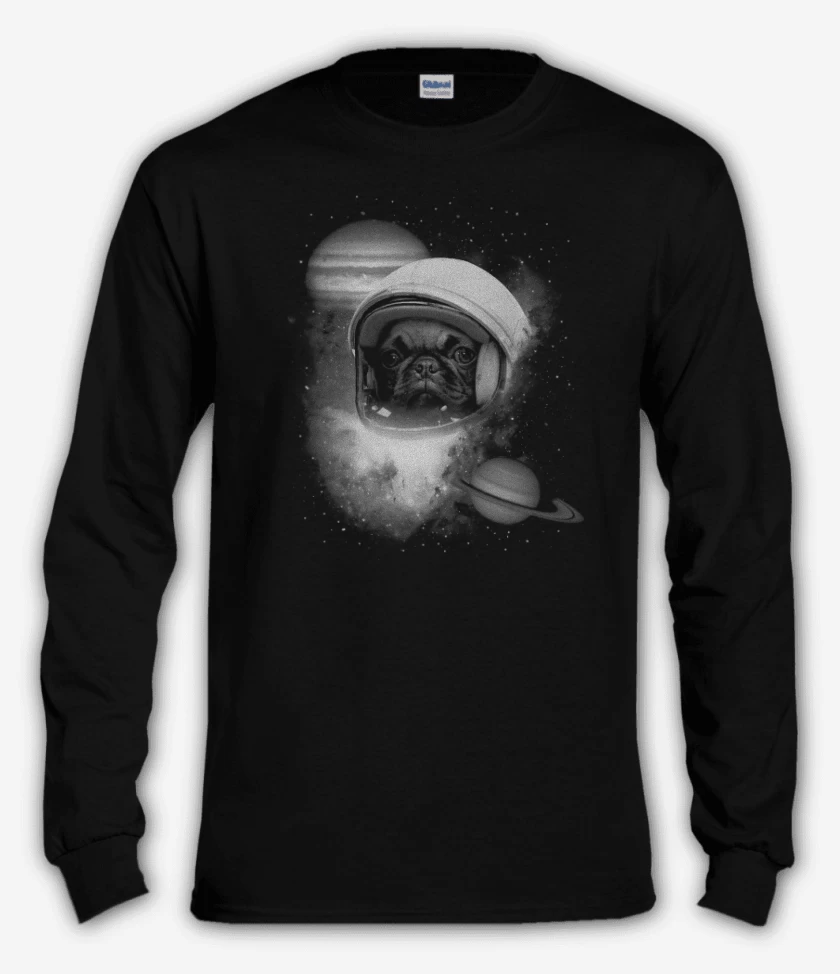 Polera manga larga Negro de perrito espacio