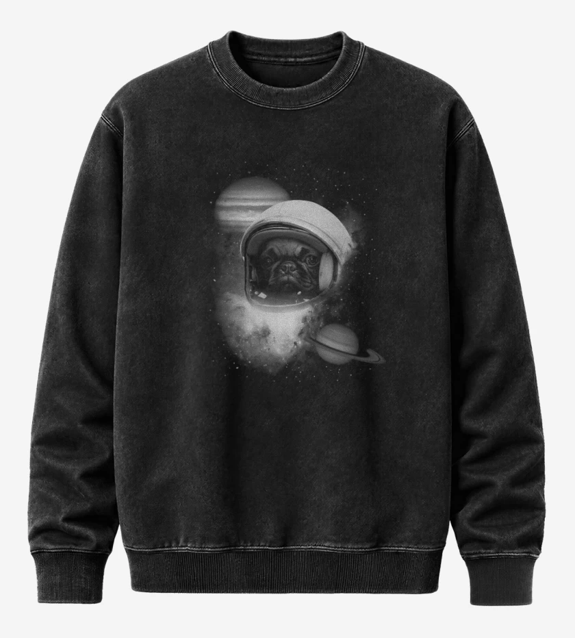 Poleron Polo Acid Wash Negro de perrito espacio