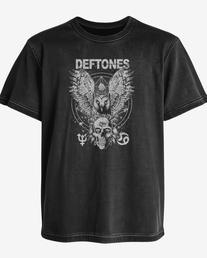 Polera desgastada Negro de Deftones