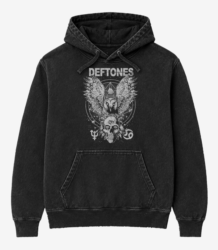 Poleron Canguro Acid Wash Negro de Deftones