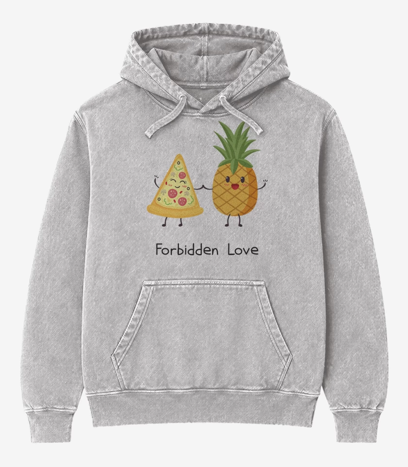 Poleron Canguro Acid Wash Gris Melange de Amor prohibido