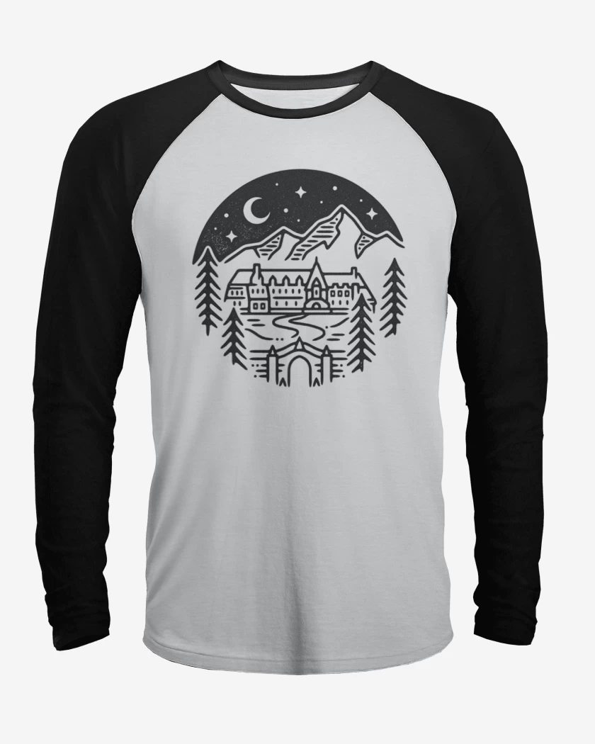 Polera Raglan Blanco / Negro de Overlook hotel 