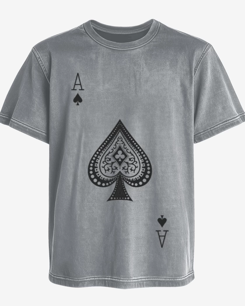 Polera desgastada Gris Melange de As de pica