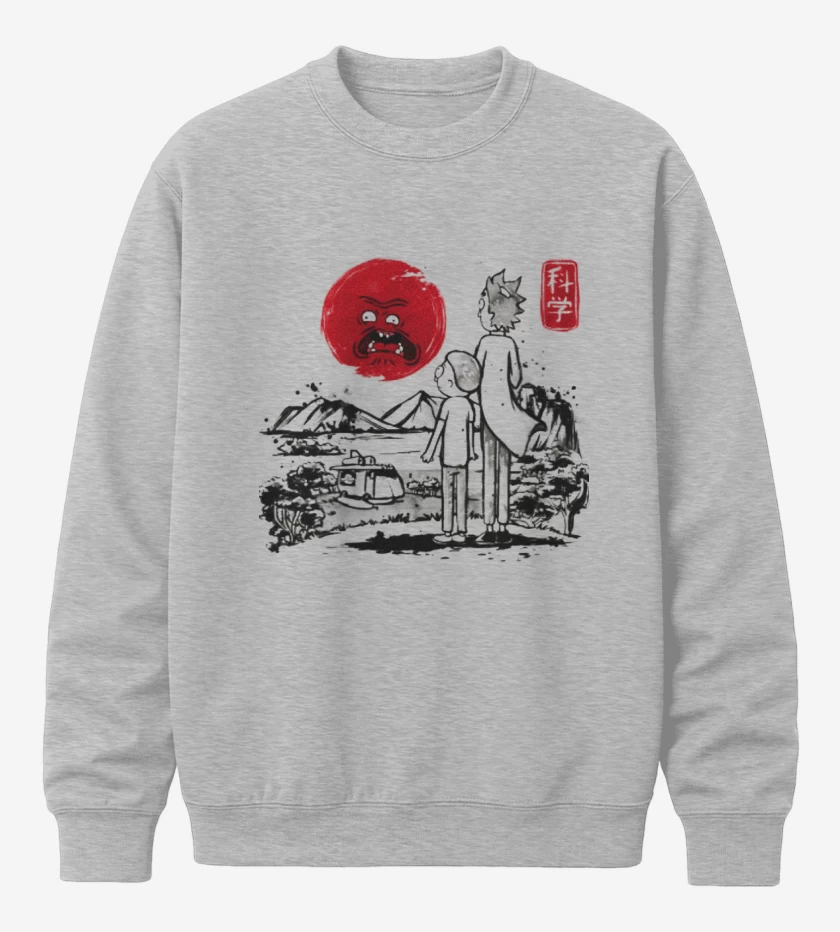 Poleron polo Gris Melange de Rick and morty japo