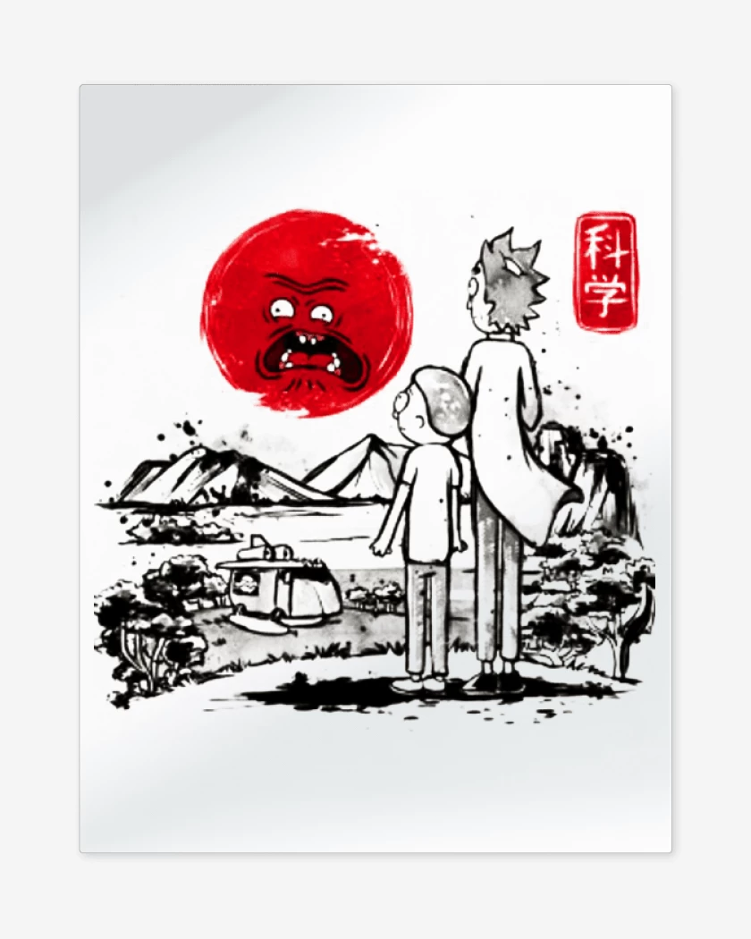 Print metalico Blanco de Rick and morty japo