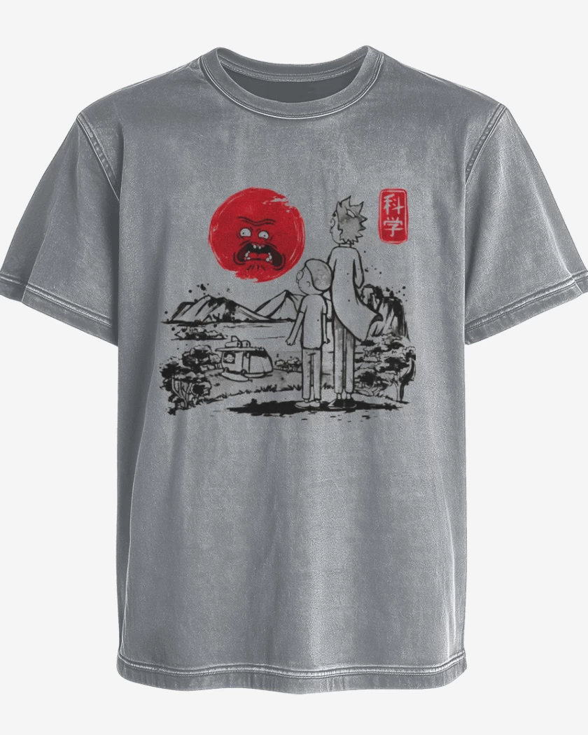 Polera desgastada Gris Melange de Rick and morty japo