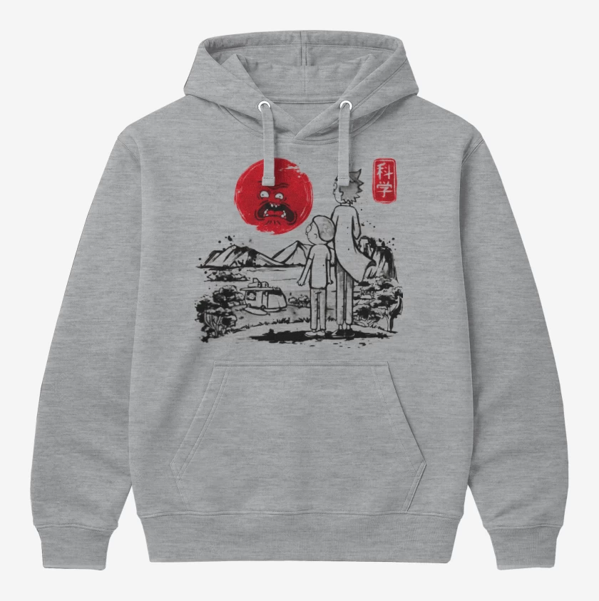 Polerón Canguro Gris Melange de Rick and morty japo