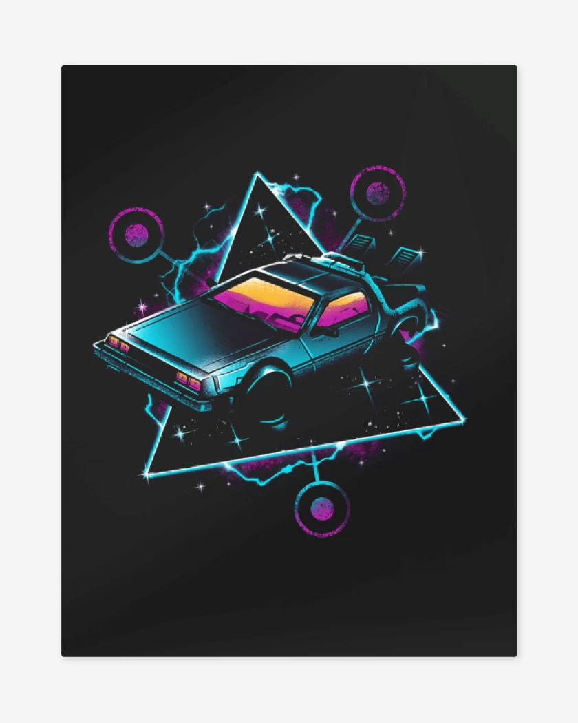 Print metalico Negro de Delorean Back to the future 