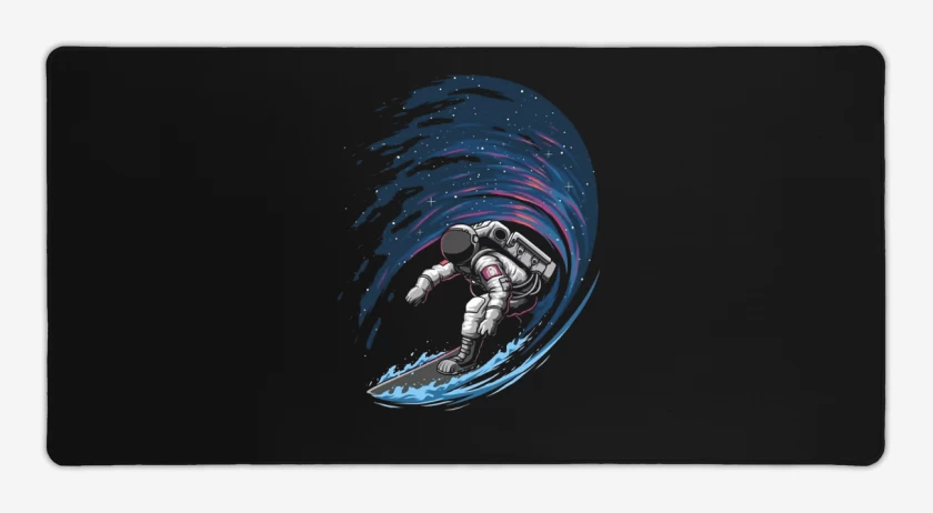Mouse pad Gamer Negro de Astronauta Surf 