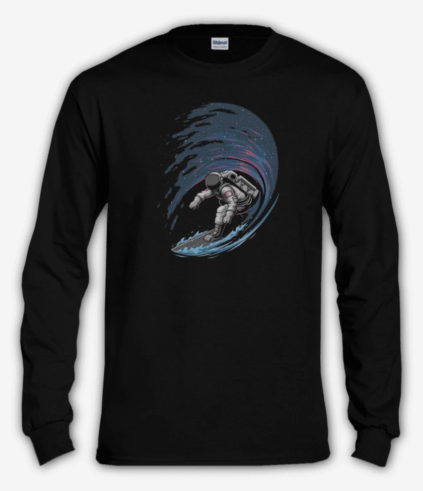 Polera manga larga Negro de Astronauta Surf 