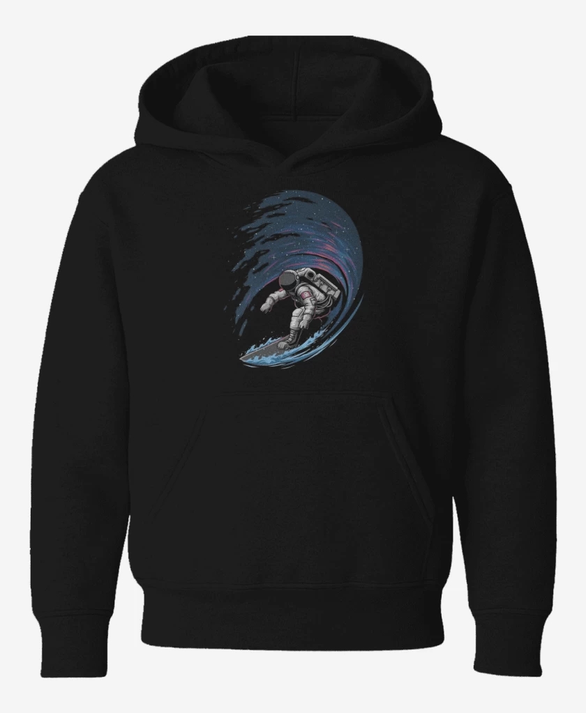 Poleron de niño Negro de Astronauta Surf 