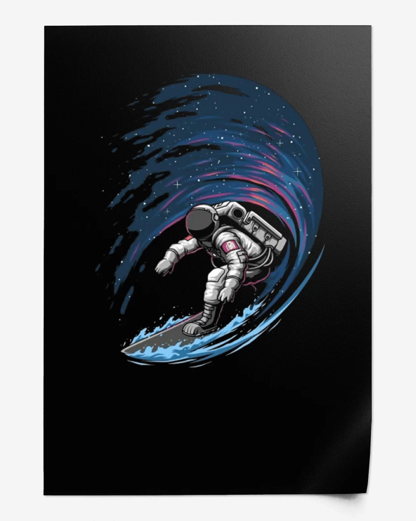 Print Negro de Astronauta Surf 