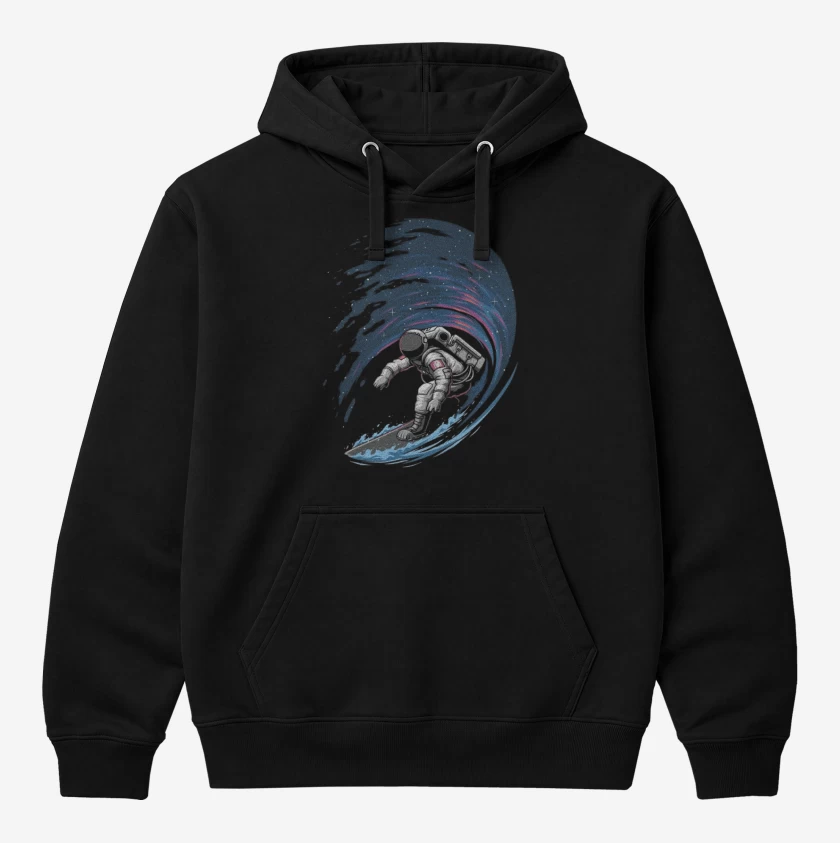 Polerón Canguro Negro de Astronauta Surf 