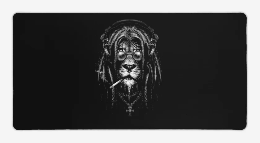 Mouse pad Gamer Negro de Leon Rasta 