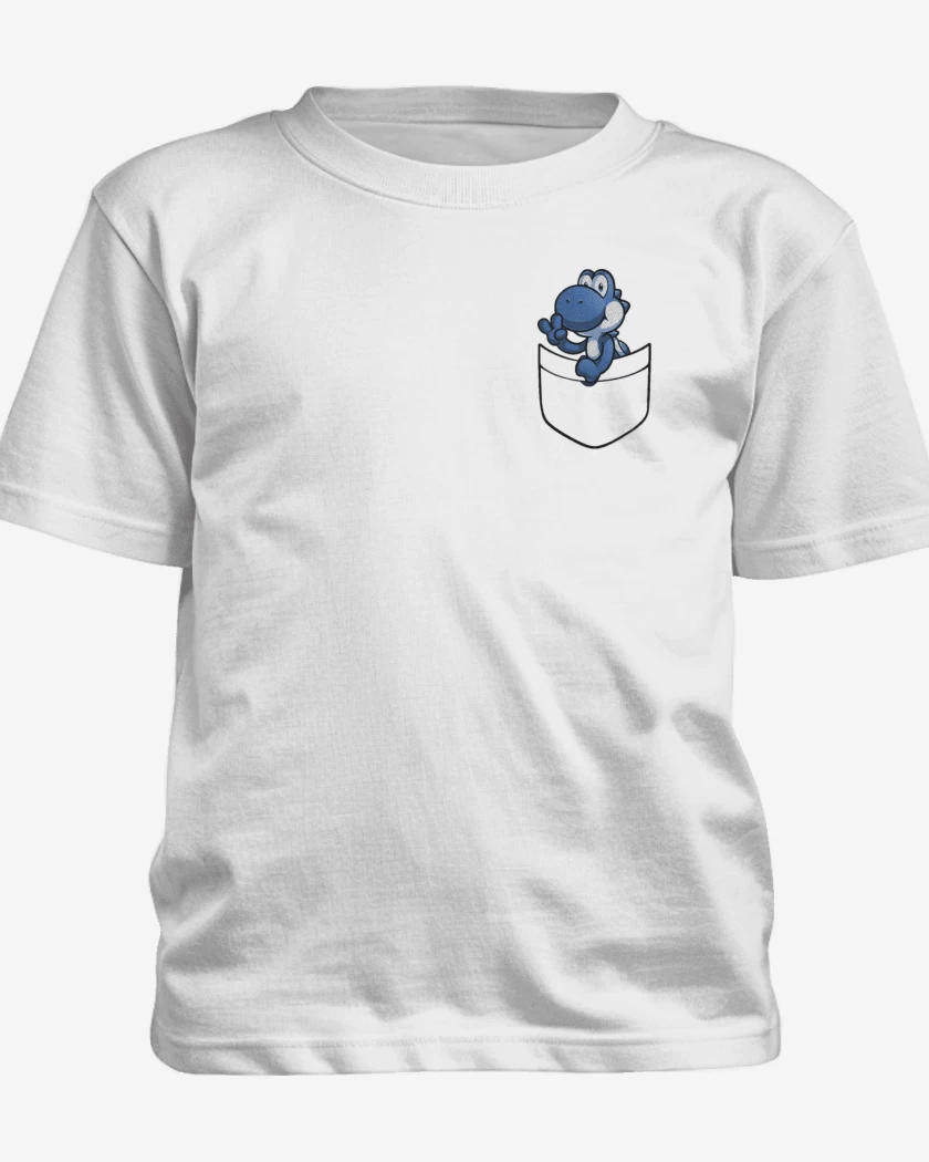 Polera de niño Blanco de Yoshi de bolsillo azul