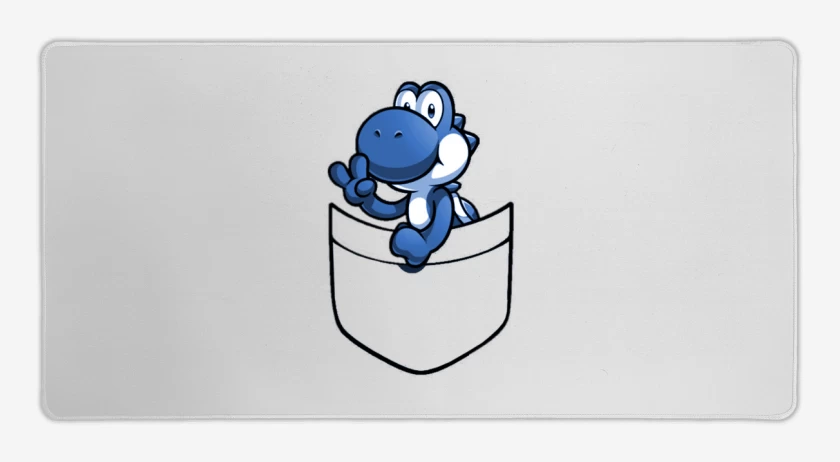 Mouse pad Gamer Blanco de Yoshi de bolsillo azul