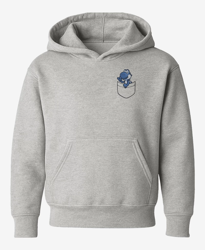 Poleron de niño Gris Melange de Yoshi de bolsillo azul
