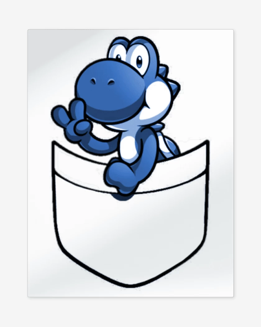 Print metalico Blanco de Yoshi de bolsillo azul