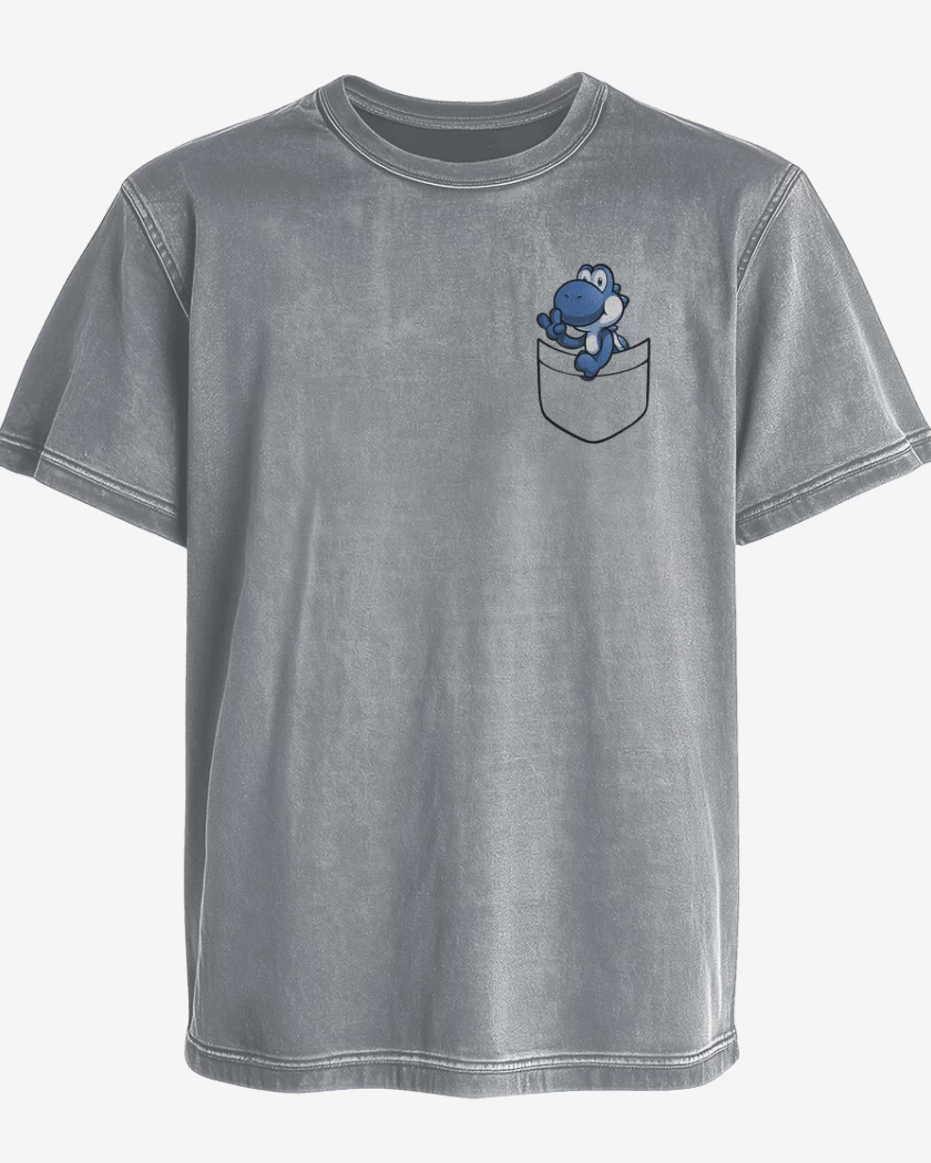 Polera desgastada Gris Melange de Yoshi de bolsillo azul
