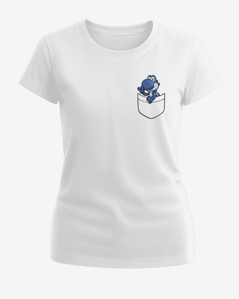 Polera de Mujer Blanco de Yoshi de bolsillo azul