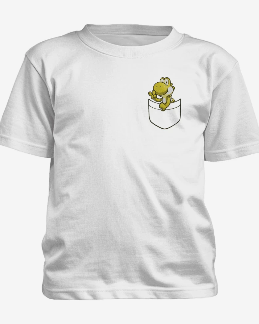 Polera de niño Blanco de Yoshi de bolsillo amarillo