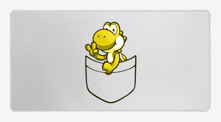 Mouse pad Gamer Blanco de Yoshi de bolsillo amarillo