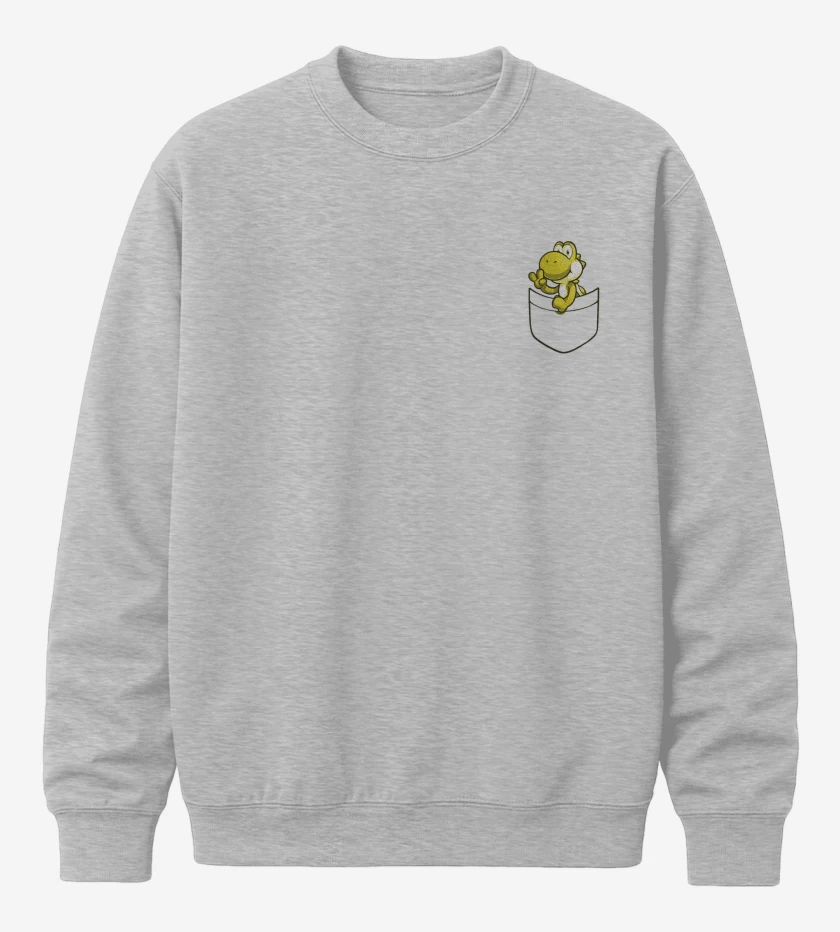 Poleron polo Gris Melange de Yoshi de bolsillo amarillo