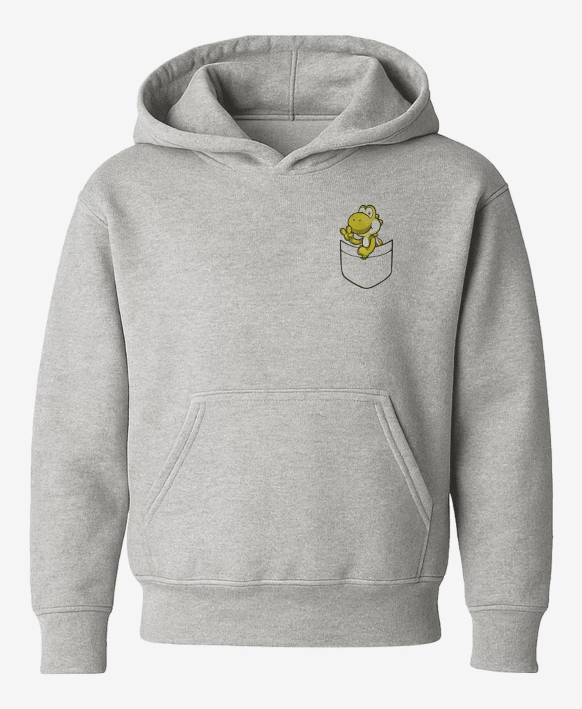 Poleron de niño Gris Melange de Yoshi de bolsillo amarillo
