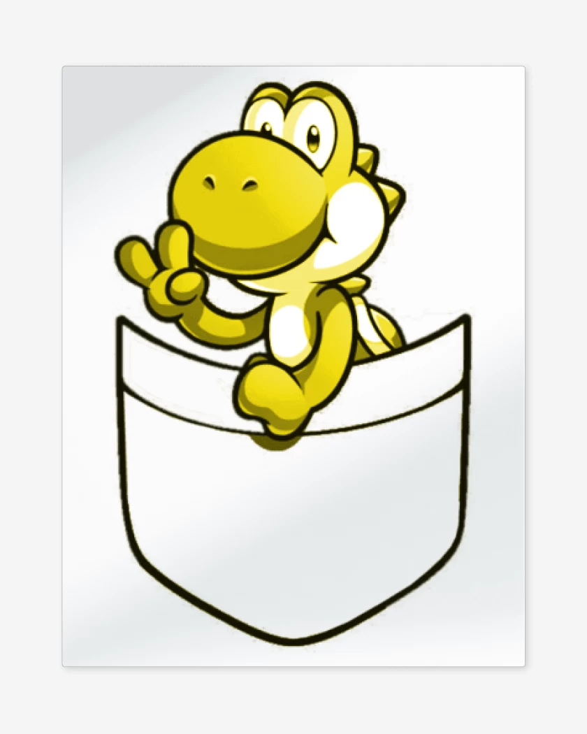 Print metalico Blanco de Yoshi de bolsillo amarillo
