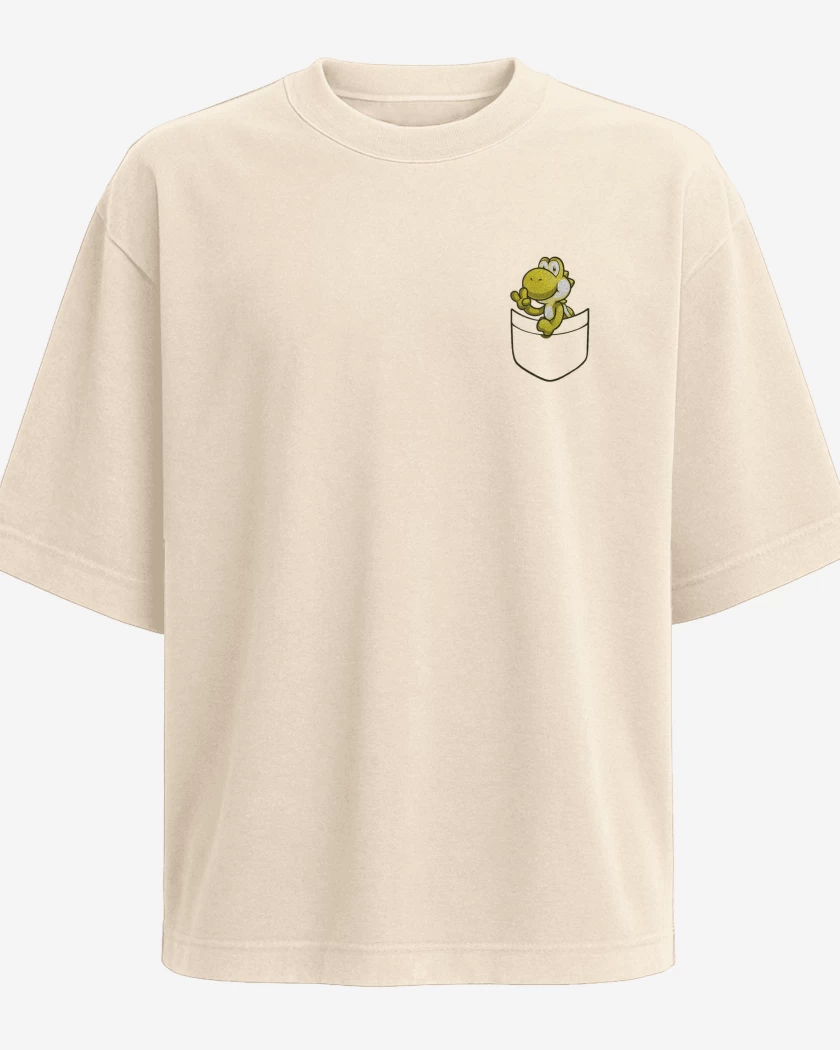 Polera Oversize Beige de Yoshi de bolsillo amarillo