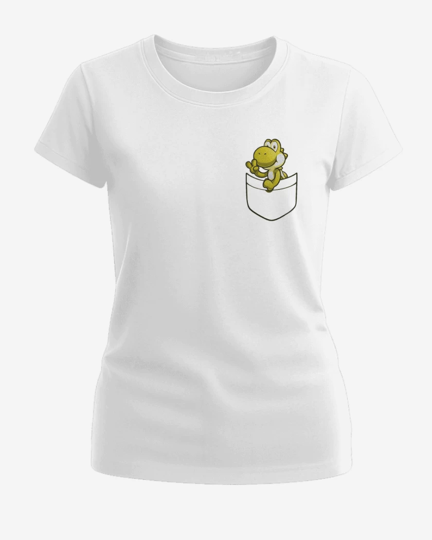 Polera de Mujer Blanco de Yoshi de bolsillo amarillo