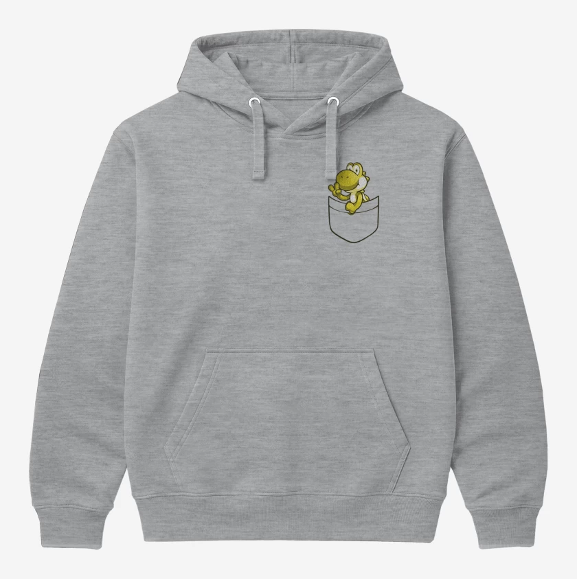 Polerón Canguro Gris Melange de Yoshi de bolsillo amarillo