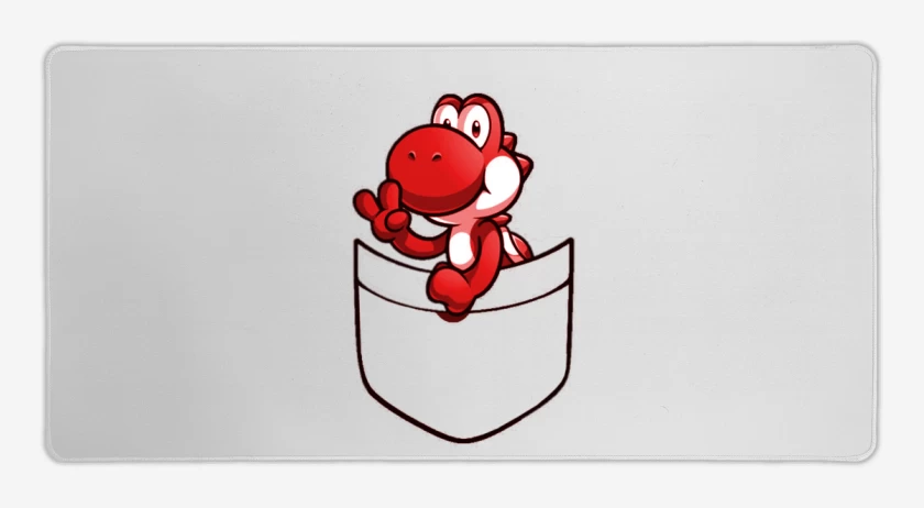 Mouse pad Gamer Blanco de Yoshi de bolsillo rojo