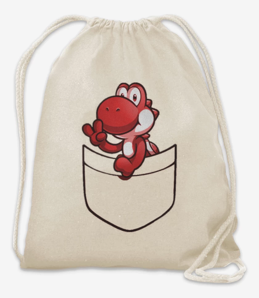 Mochila Blanco de Yoshi de bolsillo rojo