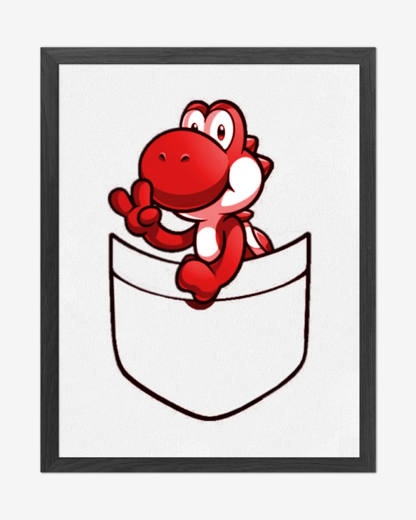 Cuadro decorativo Blanco de Yoshi de bolsillo rojo