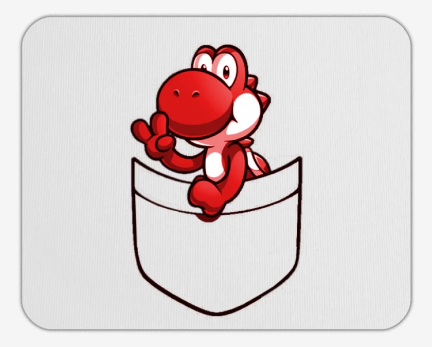 Mousepad Blanco de Yoshi de bolsillo rojo
