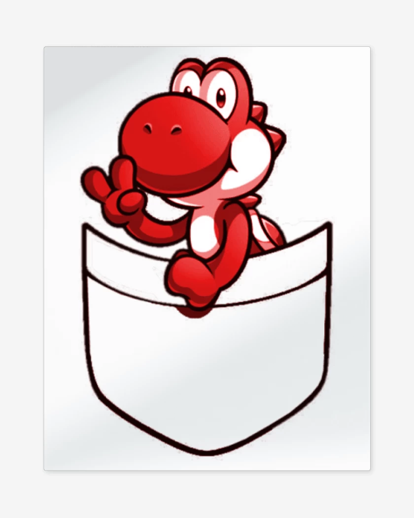 Print metalico Blanco de Yoshi de bolsillo rojo