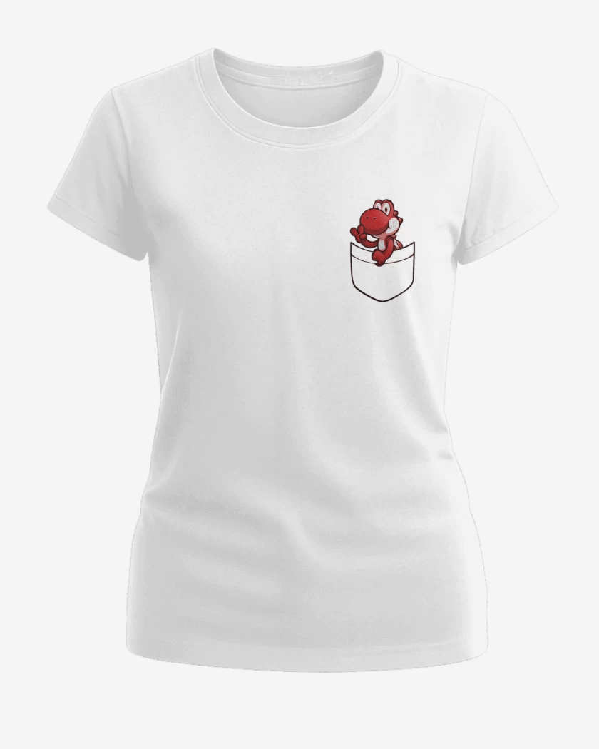 Polera de Mujer Blanco de Yoshi de bolsillo rojo