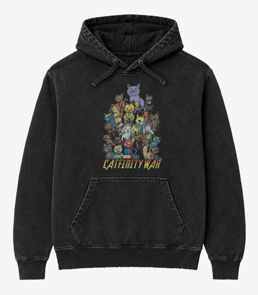 Poleron Canguro Acid Wash Negro de Catfinity wars