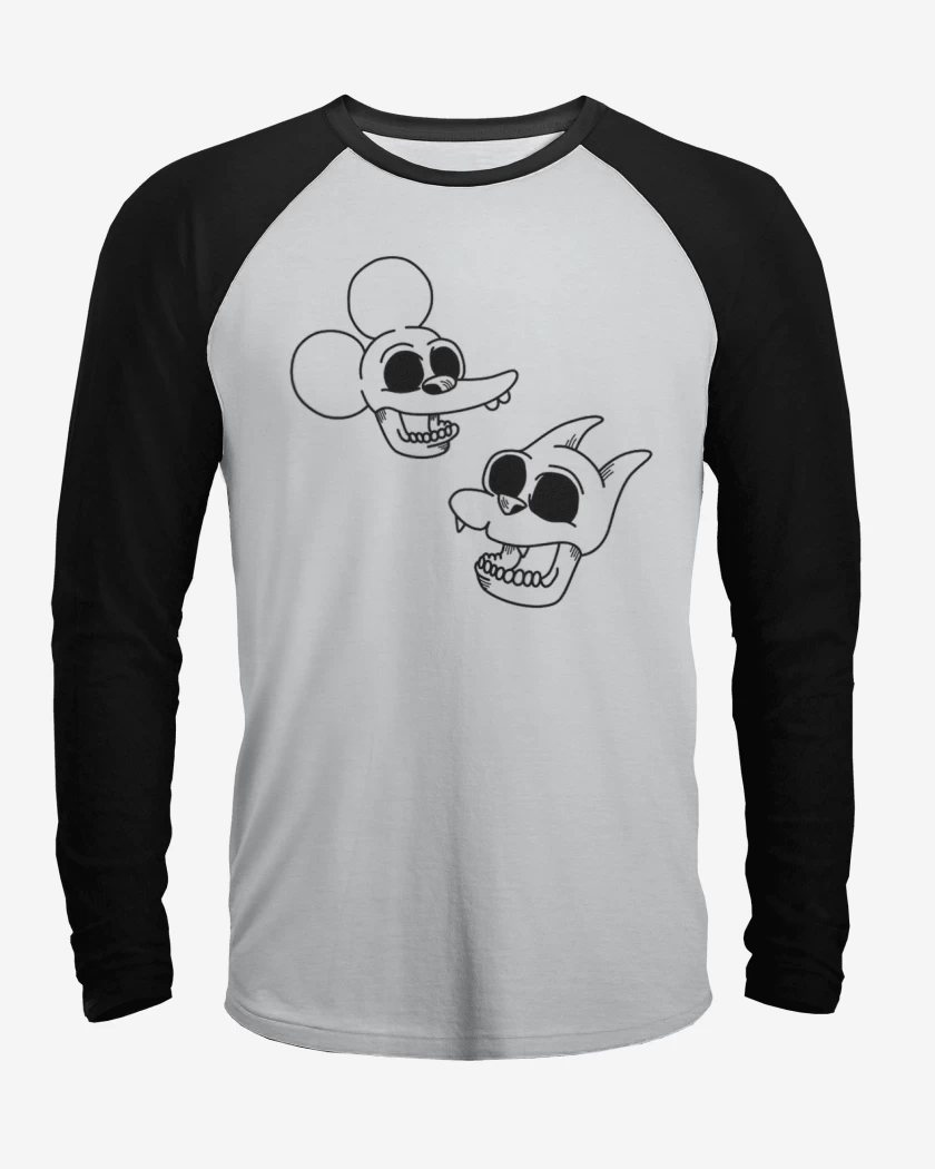 Polera Raglan Blanco / Negro de Itchy and Scratchy