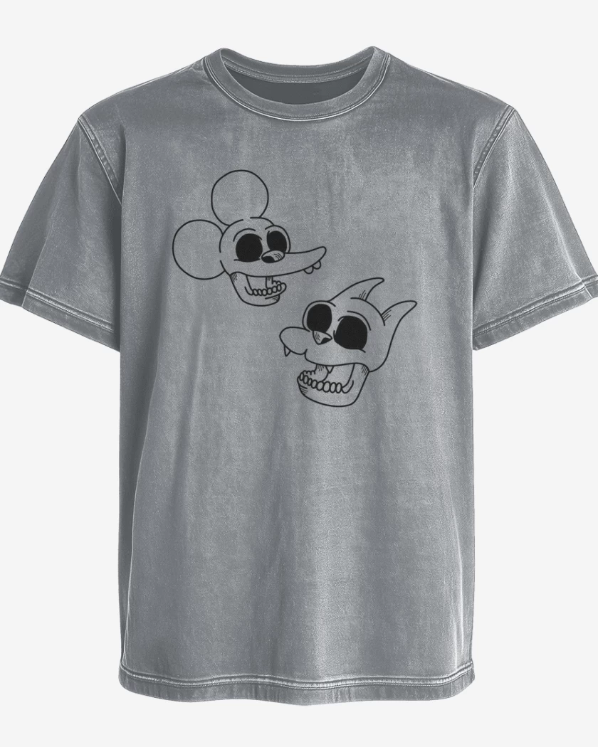 Polera desgastada Gris Melange de Itchy and Scratchy